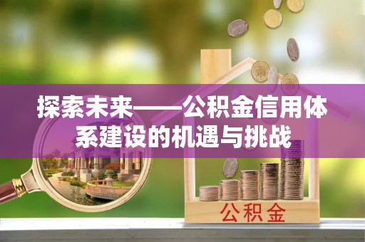 开平探索未来——公积金信用体系建设的机遇与挑战